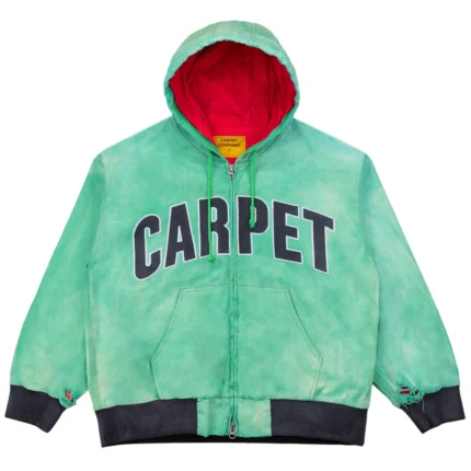 Carpet Co Battered Varsity Work Jacket Green